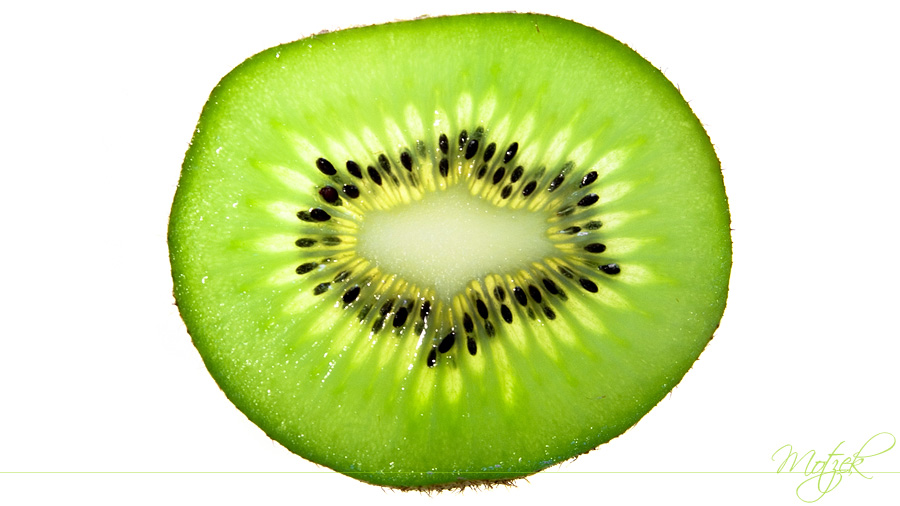 Kiwi Foto von Kiwi Scheibe Makro beleuchtet