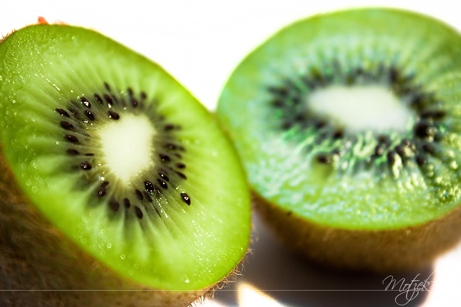 Kiwi Foto von Kiwi aufgeschnitten Grün Makro