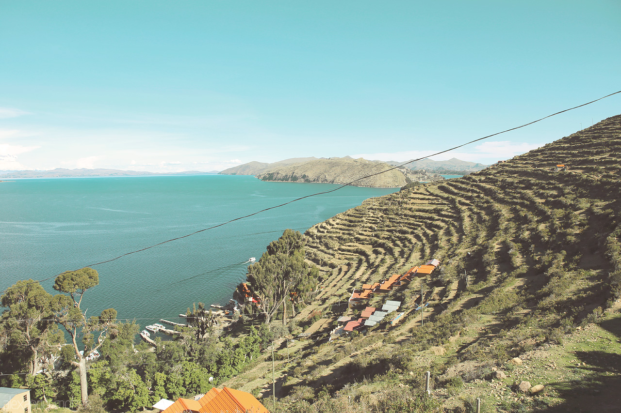 Foto von Blick über die Terassen der Isla de la Sol auf dem Titicacasee
