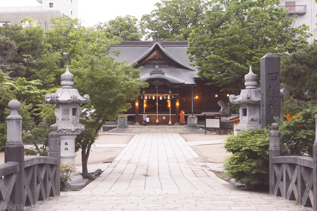 Foto von Tempel in Matsumoto in den Abendstunden